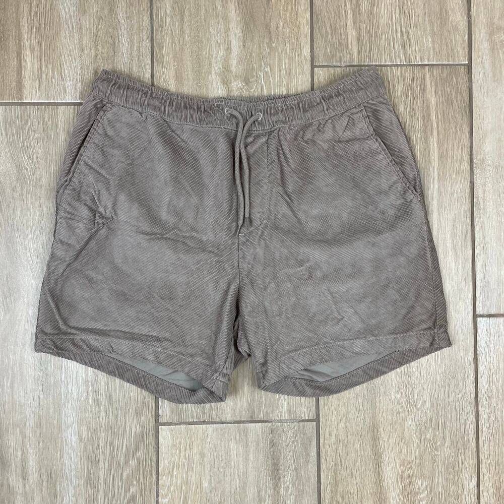 ASOS Design Corduroy Shorts Mens Large Taupe Elastic Waist Drawstring Casual